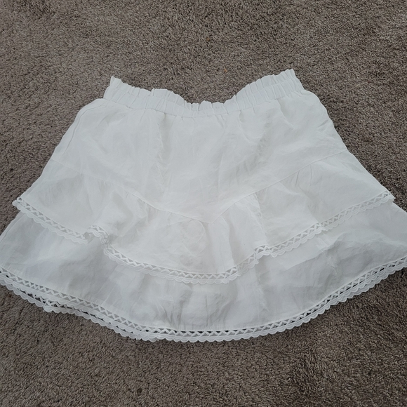 White Ruffled Mini Skirt - Picture 1 of 5